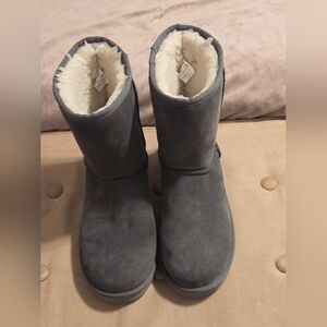 Koolaburra by UGG Suede Short Boots Womens 7 Gray Pull On Shearling Lined